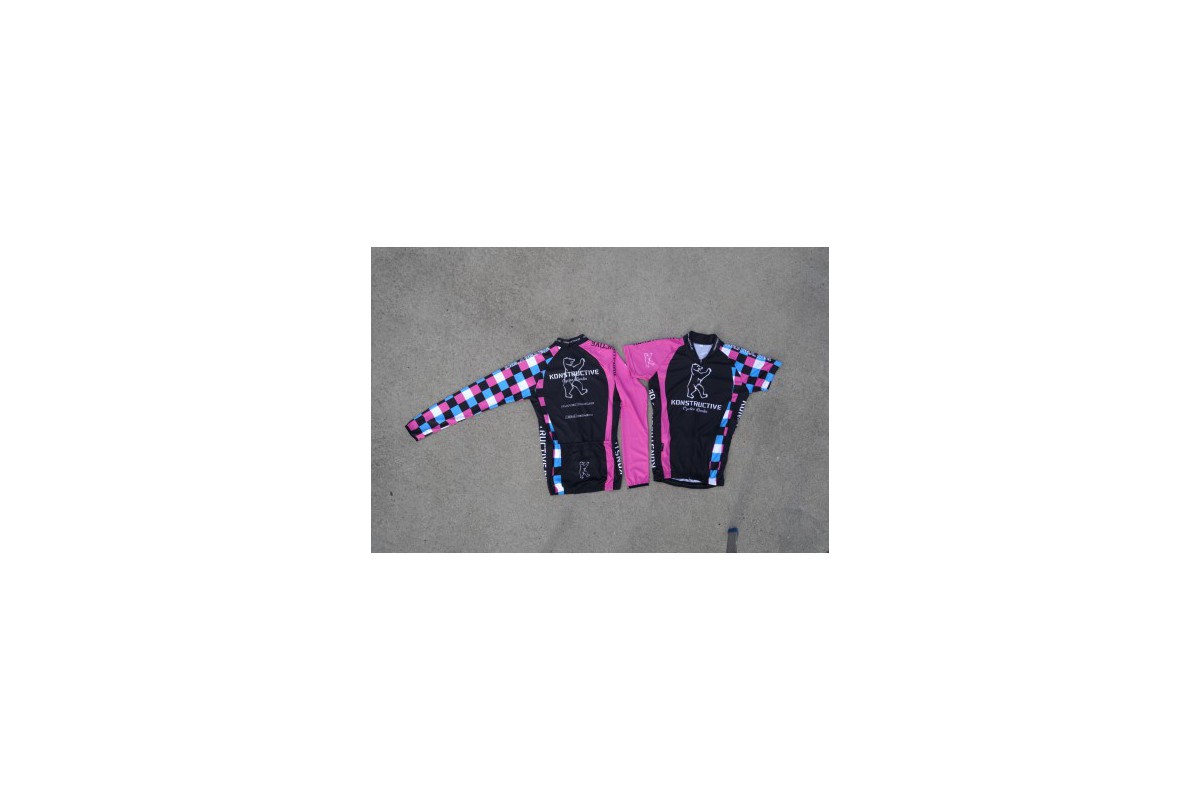 Konstructive Team Clothing, Womens Cycling Jersey, short, pink and blue style, Größe small